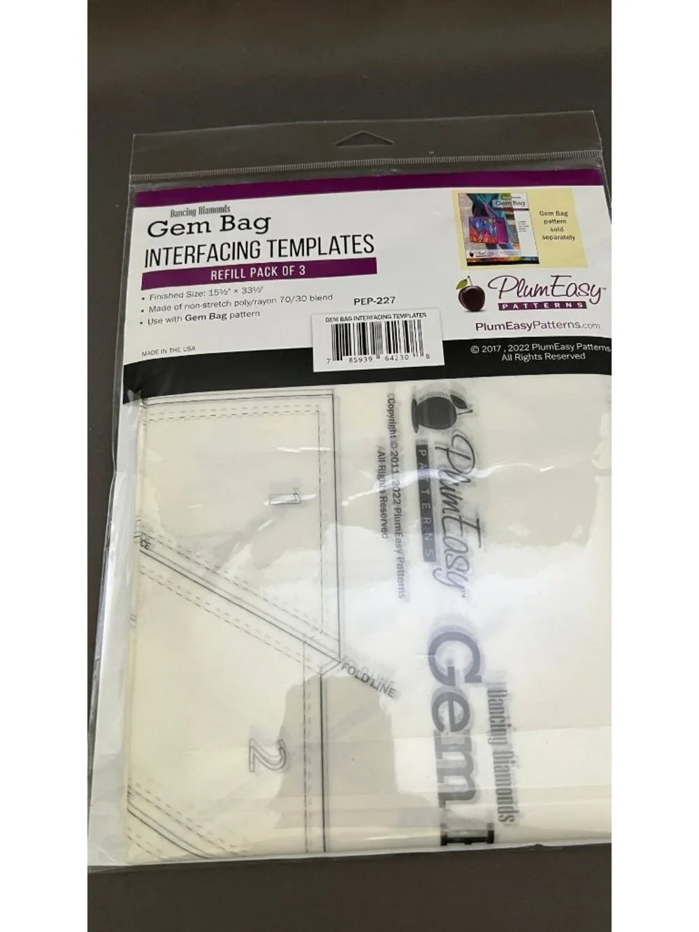 Dancing Diamonds Gem Bag Interfacing Templates 3-Pack PlumEasy